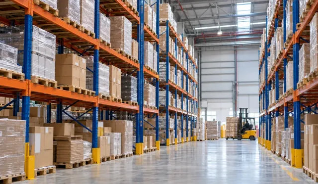 Allée de stockage dans un entrepôt logistique