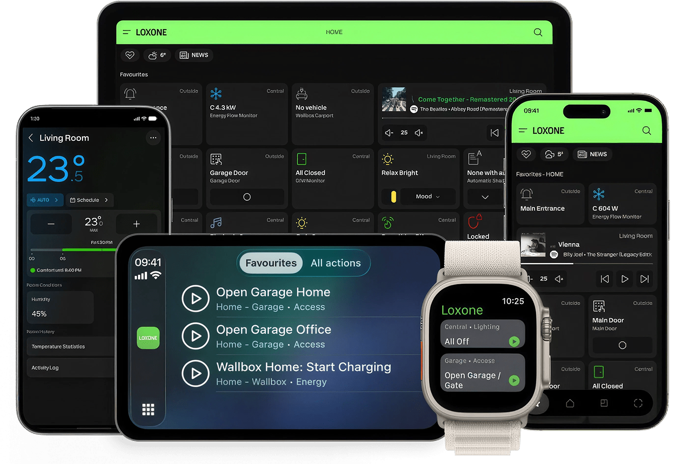 Modes de pilotage domotique : application, interrupteurs et écran mural