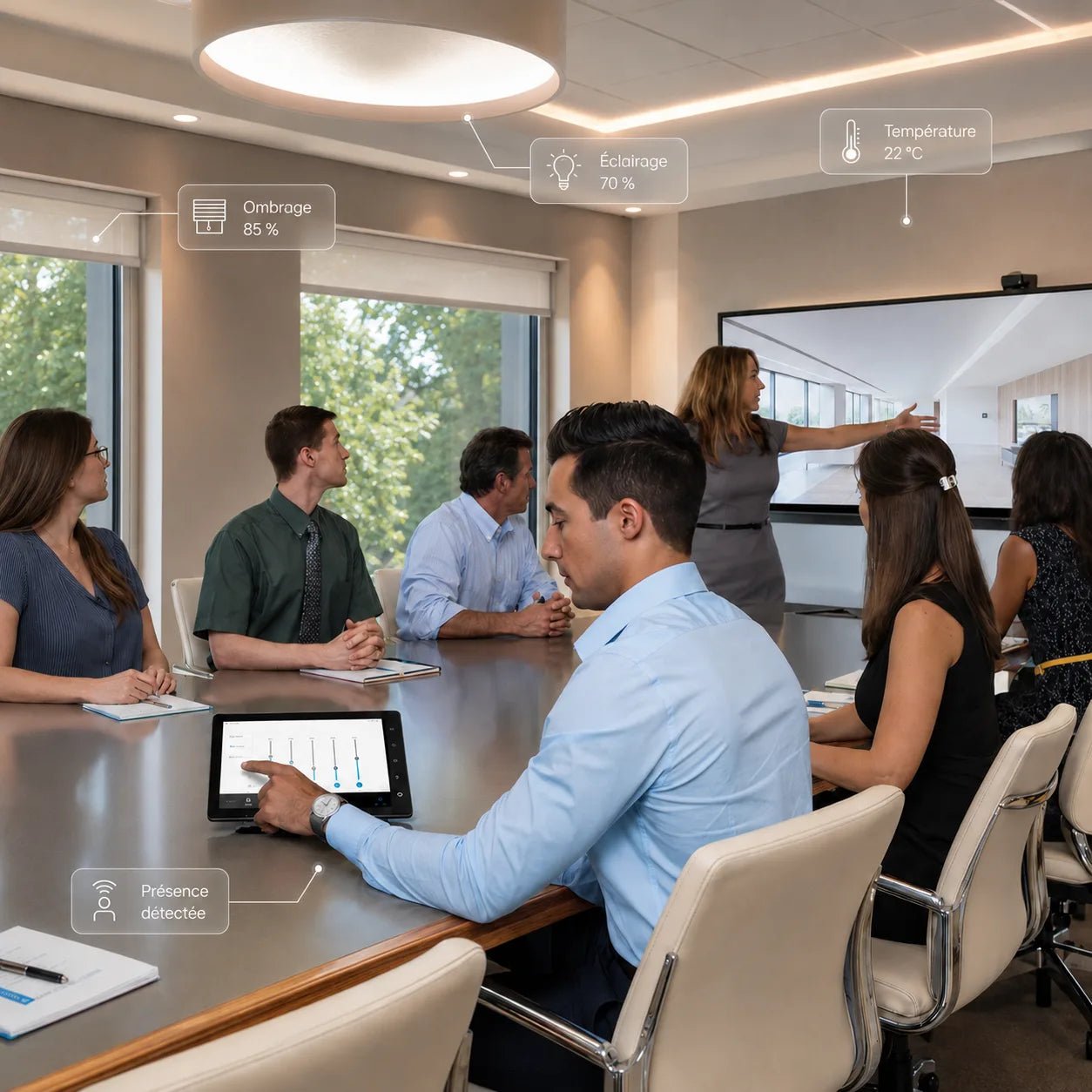 Équipe préparant les usages d’un bâtiment professionnel
