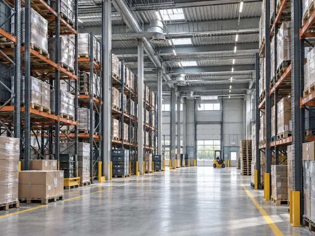 Allée de stockage dans un entrepôt logistique moderne